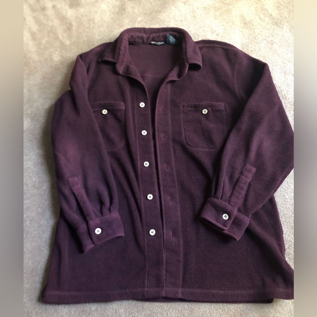 Faded Glory Men's Button-Down Thick Shirt Jacket In Deep Plum Sz Med